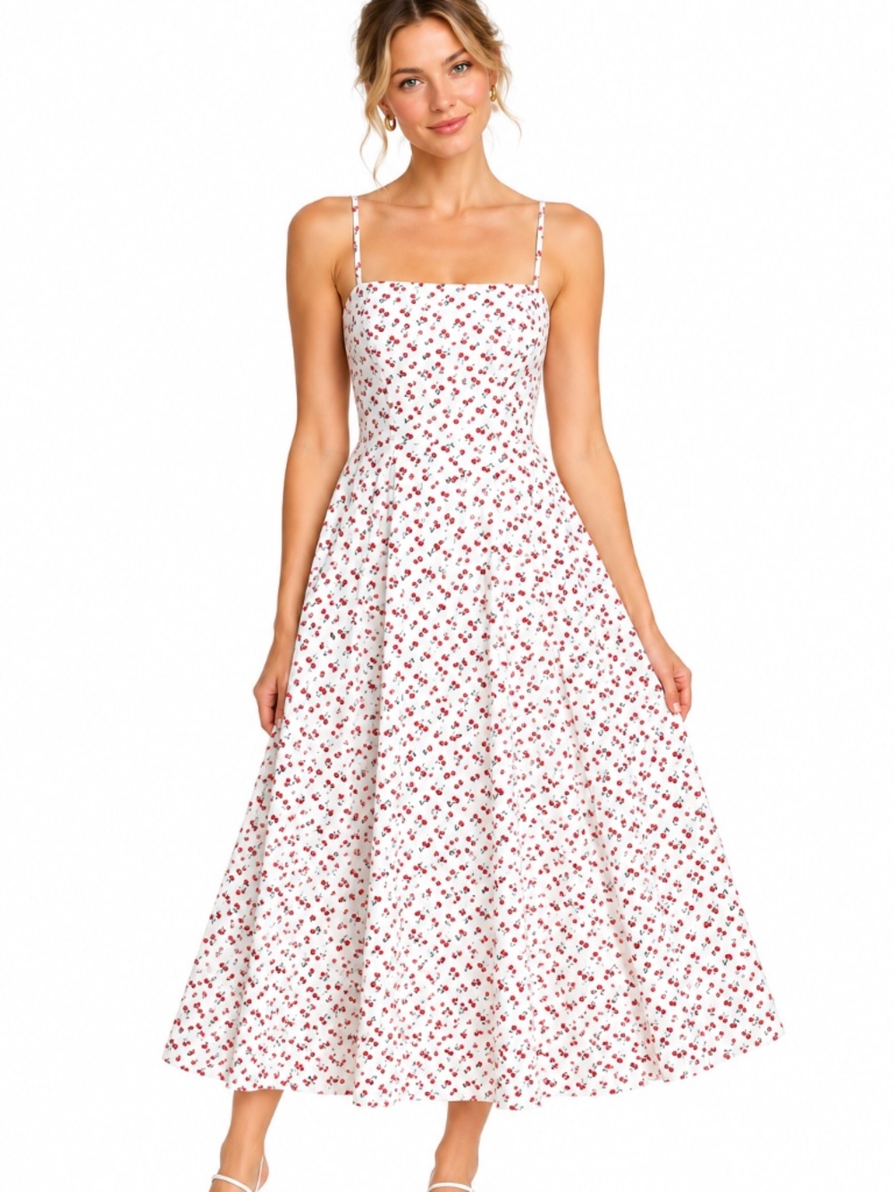 NWT on 34th cherry print midi dress.  Med
